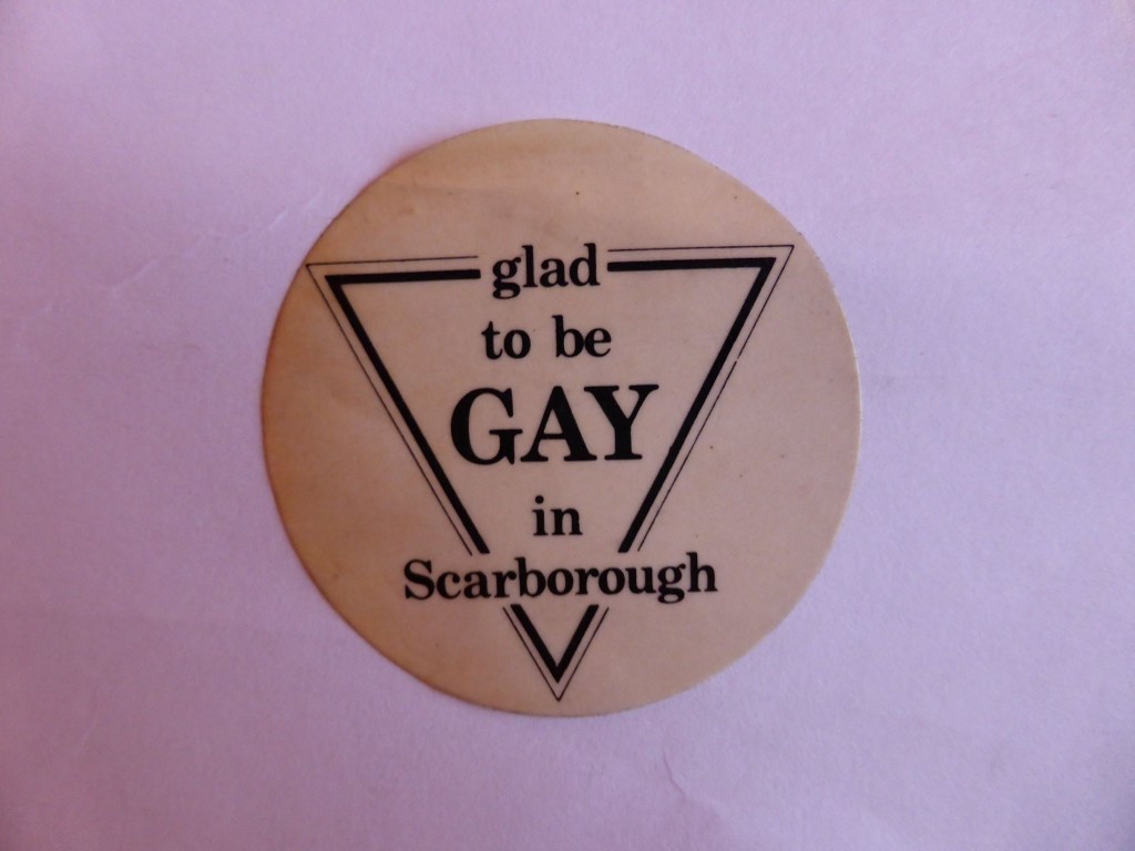 Sticker worn by lesbian and gay 'zappers' at the NAFTHE conference. Photo courtesy of Sybil Gertrude Cock.
