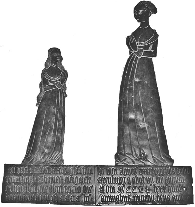 Memorial brass to Elizabeth Etchingham and Agnes Oxenbridge, Etchingham, East Sussex, c. 1480 (Medievalists.net)