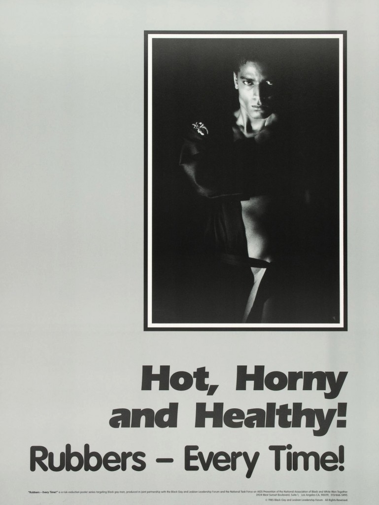 One in a series of posters produced by the Black Gay and Lesbian Leadership Forum and the National Task Force on AIDS Prevention to encourage safer sex among Black gay men. (Source: University of Rochester, Rare Books and Special Collections)