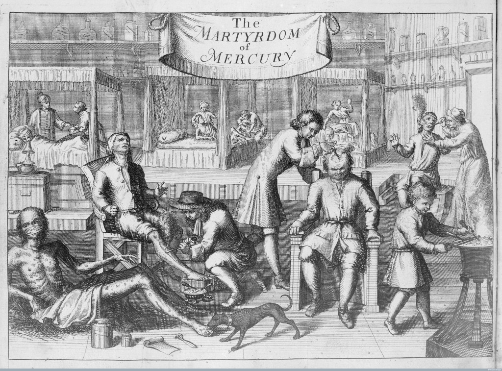 Patients undergoing the notoriously painful Mercury treatment for syphilis, 1709, Wellcome Images 