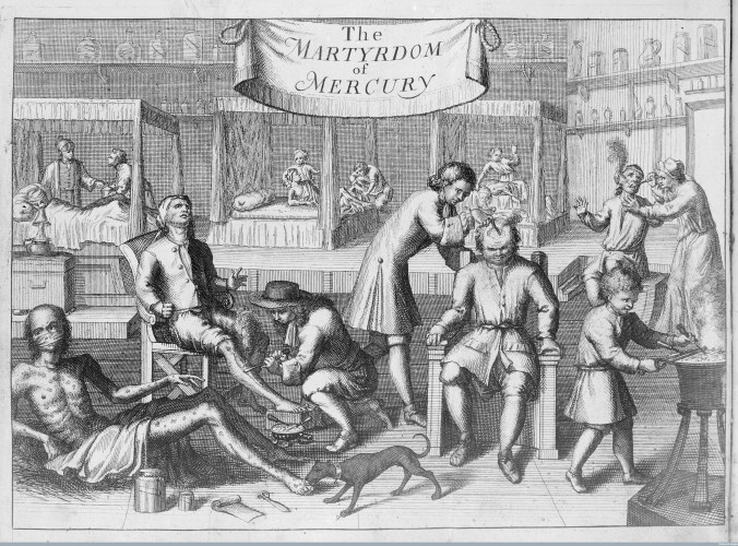 L0017159 The martyrdom of Merury. Credit: Wellcome Library, London. Wellcome Images images@wellcome.ac.uk http://wellcomeimages.org The martyrdom of Merury. The scourge of Venus and Mercury, represented in a treatise of the venereal disease. John Sintelaer Published: 1709 Copyrighted work available under Creative Commons Attribution only licence CC BY 4.0 http://creativecommons.org/licenses/by/4.0/