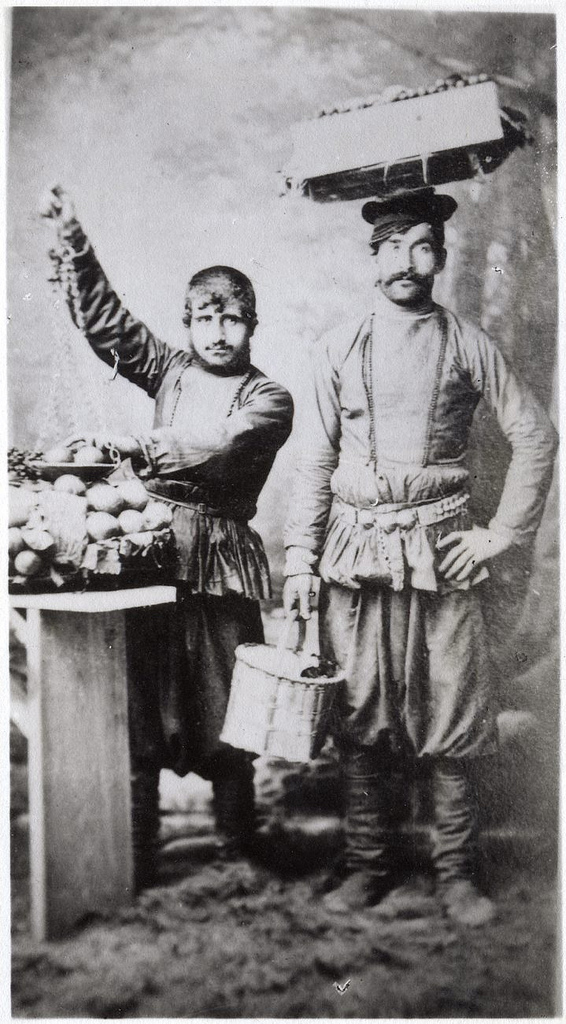 Photo of Azeri merchants in Baku. 19th century (Wikimedia Commons.)