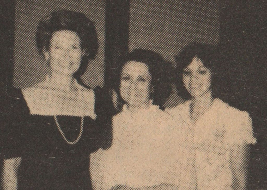Phyllis Graham, an important anti-feminist leader on Long Island, captured this photograph, which appeared in a local anti-abortion newspaper, at the Eagle Forum’s annual meeting in St. Louis, Missouri, in 1982. The photo features (left to right): Eagle Forum president and founder, Phyllis Schlafly, and Phyllis Graham and her college-aged daughter, Mary Jane Graham. Courtesy of Phyllis Graham