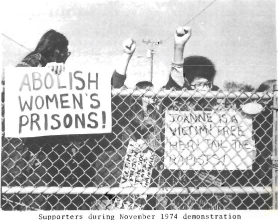 Feminists protest at North Carolina Correctional Institution for Women, November 1974 ("Break the Chains of Legalized U.S. Slavery"). 