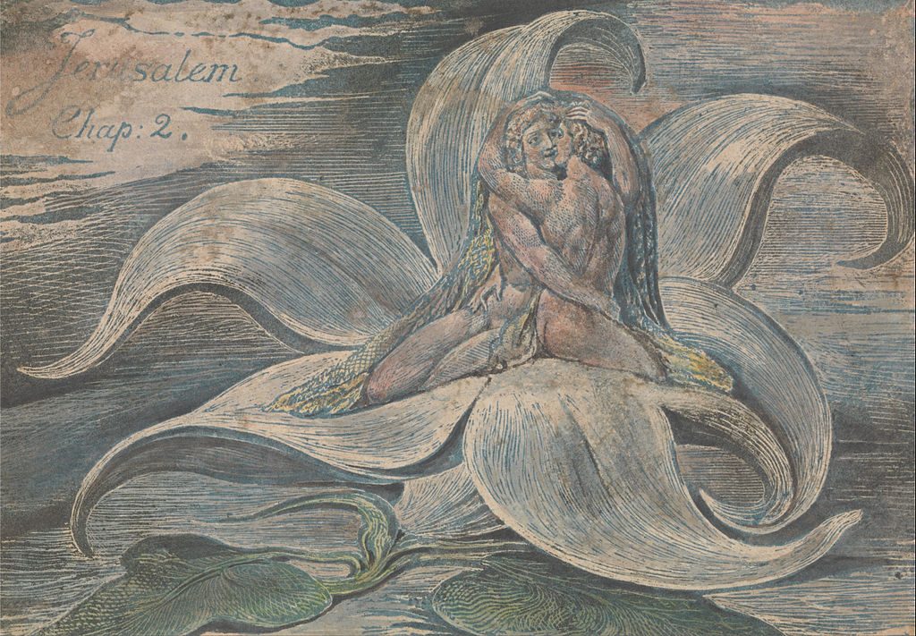 William Blake, ‘Couple in a Waterlily’, Jerusalem, Ch.2, Plate 28. c. 1820, (Wikimedia Commons)