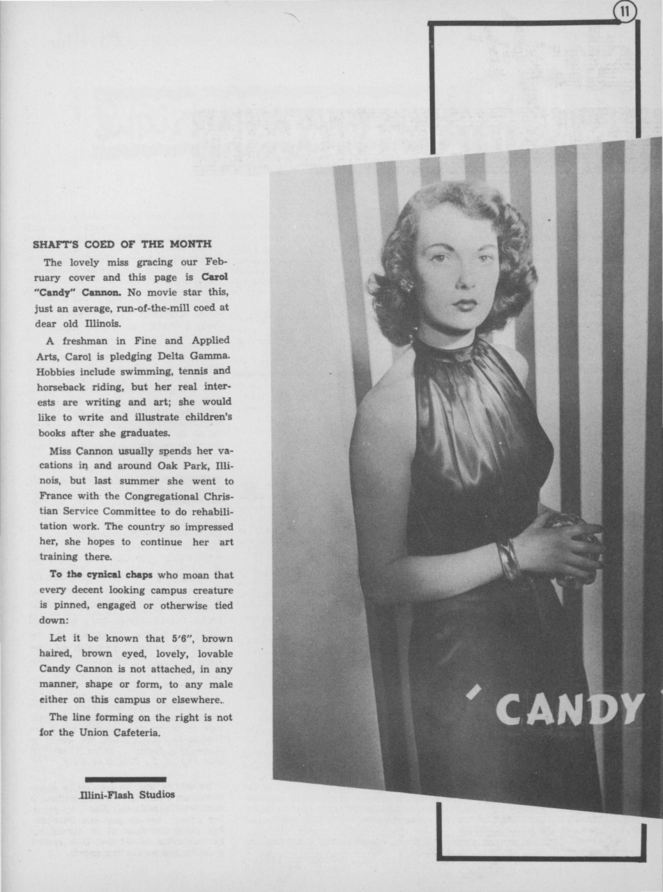 Carol “Candy” Cannon, Shaft’s Coed of the Month, February 1948